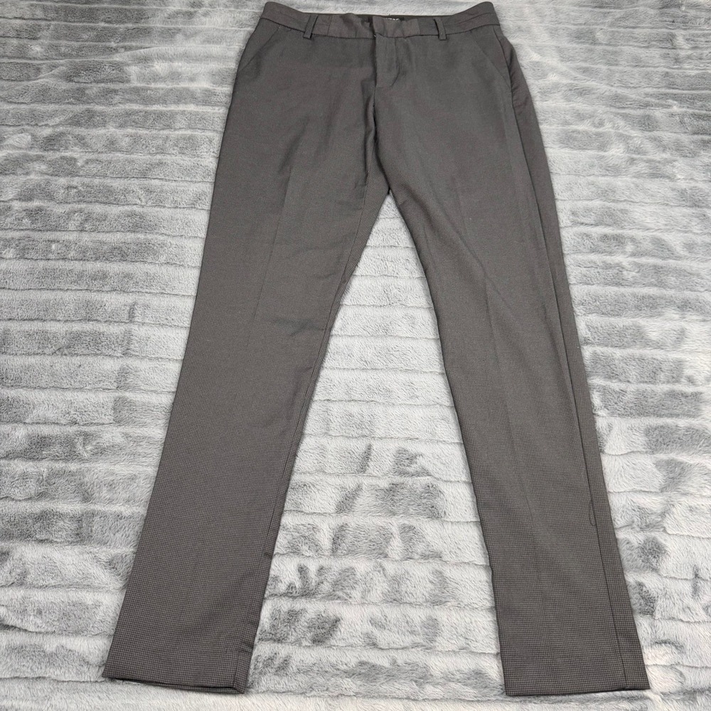 Banana Republic Martin Fit Grey Micro Check Dress Pants Trousers 4R 14634